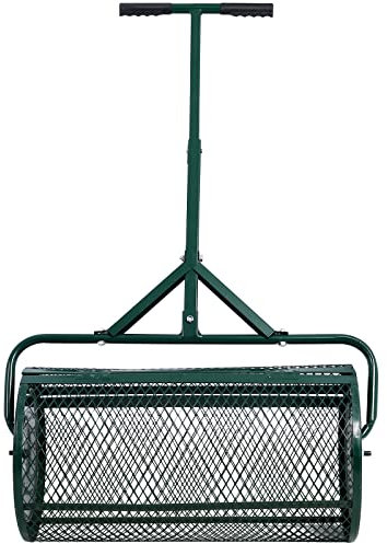 QLSABIA Compost Spreader and Peat Moss Spreader, Compost Spreader Metal Mesh, Lawn and Garden Care Manure Spreaders Roller