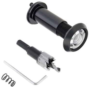 16mm 200 Degree Door Viewer HD Glass Lens Wide Angle Security Door Peephole with Drill Bit Set for Doors 1.57-2.56inch Thickness(Black with Drill Bit)