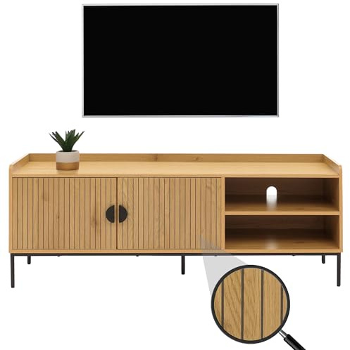 Mendler TV-Rack HWC-O39 Melamin MDF 56x150x40cm - Natur | TV-Board, Fernsehtisch, Lowboard, TV-Schrank, Kommode