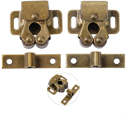 Cabinet Door Close Latch Double Roller Design for Secure Closure in Motorhomes and Boats (Green Bronze)