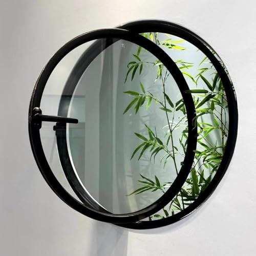 Porta scorrevole rotonda rotante, in lega di alluminio, ricambio con oblò in vetro per la privacy, per vetrina da giardino, montaggio a incasso, colore: nero/trasparente, design lucernario da 60 cm