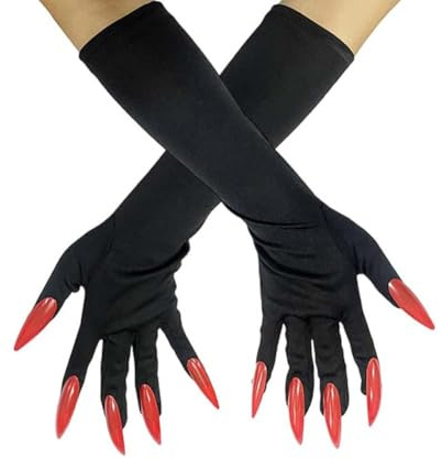 NT-ling Halloween Gloves with Long Nails Cosplay Costume Claw Paw Gloves Mitts Pointed Fingernails Ghost Bizarre Hand Mittens for Carnival Halloween Party Cosplay