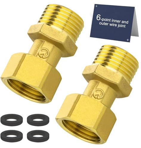 HSUYUN 2 Stück Messing Beweglich Verschraubung 3/4 Zoll, 3/4 Zoll IG/AG Verschraubung Flachdichtend, DN20 Flachdichtung Kühlwasser Messing Fitting, mit 4 Dichtungen, für Wasseranlagen, Heizsysteme