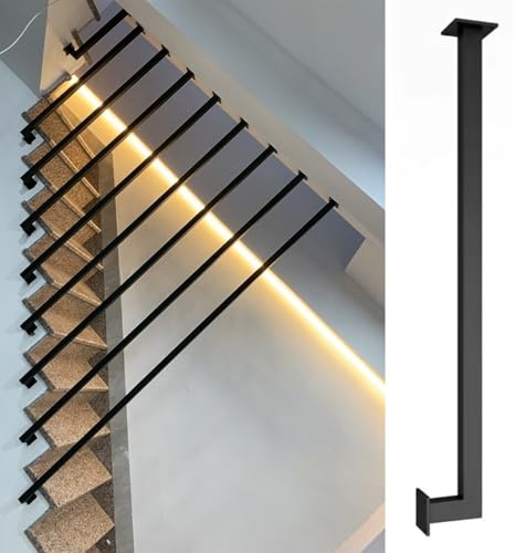 MARXAN Treppengeländer-Handläufe, L-förmige Gartenzäune | Balustradenpfosten aus Schmiedeeisen, Dekoration für Villen, Heim-Lofts | Treppenstufen-Übergangsstange vom Boden zur Decke(80cm)