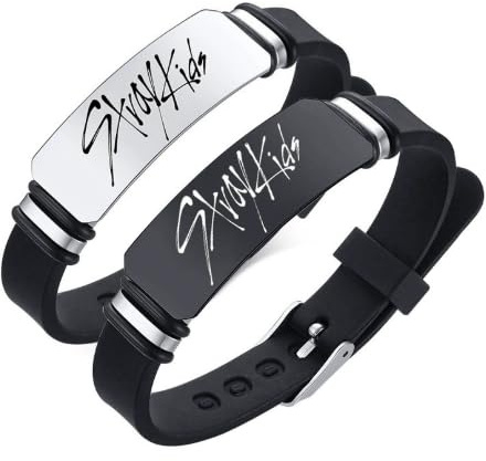AYVRUOP SK Armband, Skzoo Merch, 2 Stück Kpop Bracelet, Charm Silikon Armbänder Schmuck, Adjustable Wristband,für Fan Geburtstag Kreatives, Schwarz（2 Stile）
