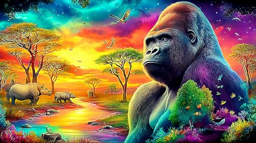 gorilla 1000 Piece Jigsaw Puzzles for Adults Family Challenge Toys Jigsaw Puzzle Home Decors for Family Decorationsgorilla38x26cm/1000pcs
