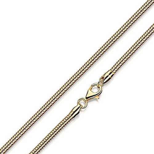 MATERIA 925 Silber Schlangenkette Gold - Damen Halskette Collier vergoldet 3mm in 40-80 cm + Box #K54, Länge Halskette:80 cm