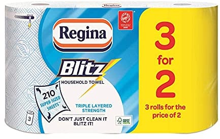 12 Rolls of Regina Blitz Kitchen Roll, Paper Towels, Supplies Wholesale Job Lot by Regina