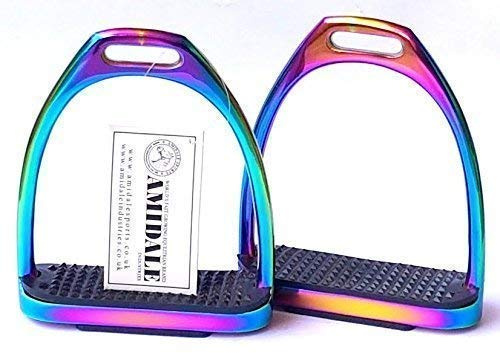 Amidale RAINBOW GLOSS FILLIS IRONS STIRRUPS HORSE RIDING STAINLESS STEEL BNWT
