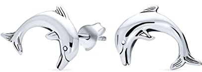 Hawaiianische Nautische Meerliebhaber Urlaub Flitterwochen Meerjungfrau Flosse Ozean Meeresleben Kleine Delfine Ohrstecker .925 Sterlingsilber Für Frauen Teenager