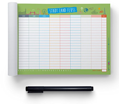 itenga Spieleblock/Reisespiel mit 50 Blatt (Stadt Land Fluss (DIN A5))
