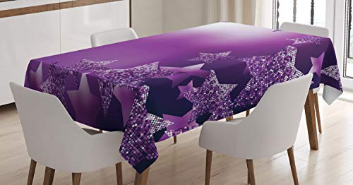 ABAKUHAUS Weihnachten Tischdecke, Weihnachten Sterne Hintergrund, Wasserfest Waschbar mit Klar Sichtbaren Farben kein Verblassen Personalisiert, 140 x 200 cm, Lila