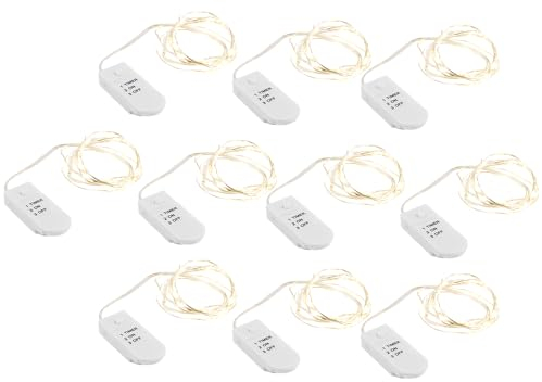 Ideen mit Herz LED-Draht-Licherketten, warmweiß, 20 LEDs, 1m lang, inkl. Timer, 10 Stück