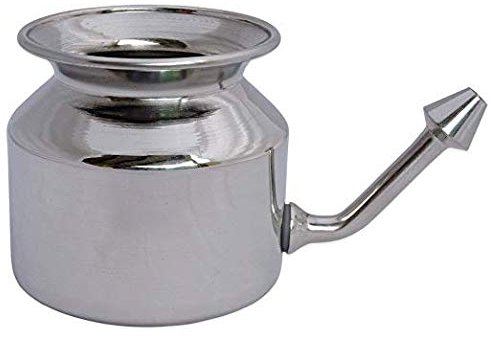 Anicent Impex Stainless Steel Neti Pot with 5 Sachets Neti Salt and Instruction Leaflet for Nasal Cleansing