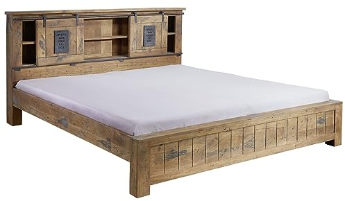 MASSIVMOEBEL24.DE Railway Bett 140x200 Mango, Farbe:Natur lackiert