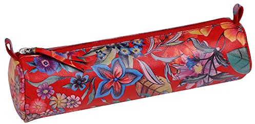 Clairefontaine 410108C Schlampermäppchen aus Leder Celeste Rund Ø5,5 x 22cm, 1 Stück, Rot, Updated