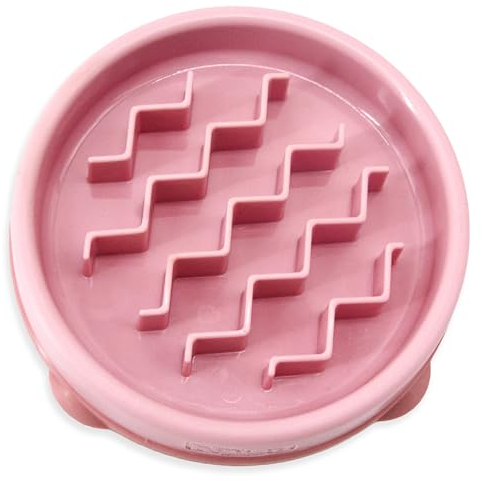 Outward Hound Puppy Slow Feeder Dog Bowl - Also suitable for Cats - Makes Meal Time Fun, Slows Down Eating, Promotes Healthy Digestion, Prevents Bloat | Slip Resistant and Durable, Size Small (Pink)