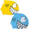 Mirrwin Gorro de Baño de Silicona Tiburón Gorro de Baño de Silicona de Dibujos Animados Gorras de Natación a Prueba de Fugas Set de Gorros de Baño para Niños y Niñas Fácil de Poner y Quitar 2 Piezas