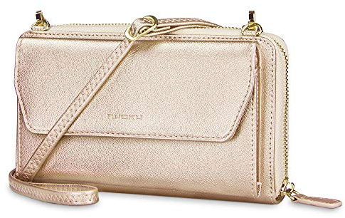 nuoku RFID-Geldbörse für Damen, mit Handschlaufe, Crossbody-Clutch mit Reißverschluss, 2 Riemen