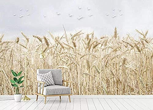 ZZXIAO Minimalistische Wandgemälde mit frischem Weizenfeld und Wandgemälde für Wohnzimmer und Schlafzimmer wandpapier fototapete 3d effekt tapete Wohnzimmer Schlafzimmer Hintergrundbild-300cm×210cm