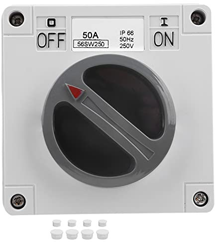 Interruptor a Prueba de Agua IP66 250V 2 Posiciones Interruptor Selector Giratorio Enchufe de Interruptor de Encendido y Apagado a Prueba de Polvo para Uso en Exteriores(2P50A)