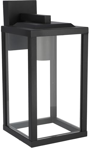 EDO Außenwandleuchte GAIA T, Wandlampe aus Aluminium, schwarz, Glas, Deckenlampe LED, LED Deckenleuchte, LED Lampe, E27-Fassung, max. 40 Watt, IP44 Wasserdicht, für Garten, EDO777369