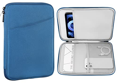 MoKo 9-11 Zoll Tablet Sleeve Tasche, Passend für 11inch iPad Air M3, iPad A16 2025, Pro 11 M4, iPad 10/9/8/7th, Galaxy Tab S9/S8/A8/A7, Schutztasche mit Tasche, Pfau Blau