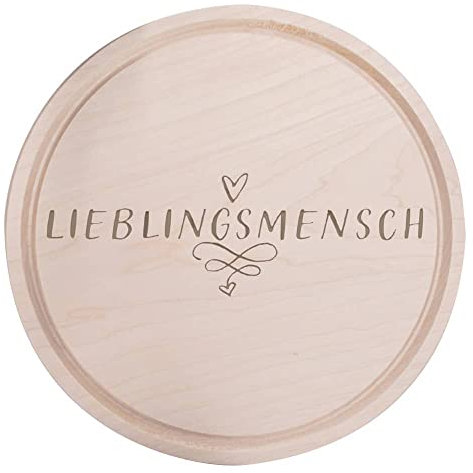 Deitert Frühstücksbrettchen Lieblingsmensch hochwertige Gravur - Holzbrett Geschenk für Valentinstag, Hochzeit, Geburtstag für Frauen/Männer - Schneidebrett Holz Rund, 28 cm Ø