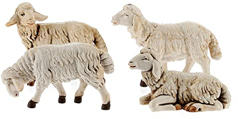 Holyart Krippenfiguren Schafe aus Kunststoff Verpackungseinheit zu 4 Stück Sortiert für 12 cm Krippe