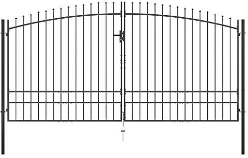 KOIECETA Gartentor Doppelflügel mit Speerspitzen Doppeltor Zauntor Gartenpforte Hoftor Flügeltor Gartentür Zauntür Tor Industrietor 400x248cm
