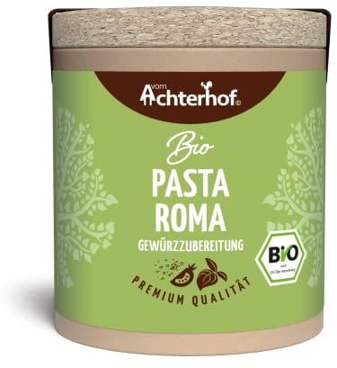 Pasta Roma Gewürzzubereitung Bio 37g | mediterranes Gewürz für Pastasaucen | Zwiebeln, Knoblauch, Tomaten, Petersilie, Thymian, Pfeffer, Rosmarin, Basilikum, Oregano | Bio-Qualität | vom Achterhof