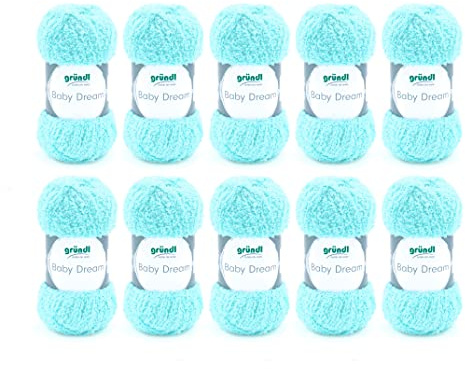 Gründl Wolle Baby Dream - weiche Wolle zum Häkeln und Stricken - Babywolle - Babygarn - Weich und hautfreundlich - 100% Polyester - 10 Knäuel 50 g / 136 m - Nadelstärke 5-6 - mint
