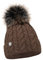 ELIMELI® Damen Winter Mütze warme Strickmütze Wintermütze mit Bommel Slouch Strick Beanie Damen für Winter Bommelmütze Hergestellt in EU Farbenauswahl (Schokolade)