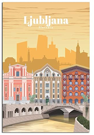 Vintage Ljubljana Slowenien Reiseposter Leinwand Wandkunst Poster Dekor Malerei Poster