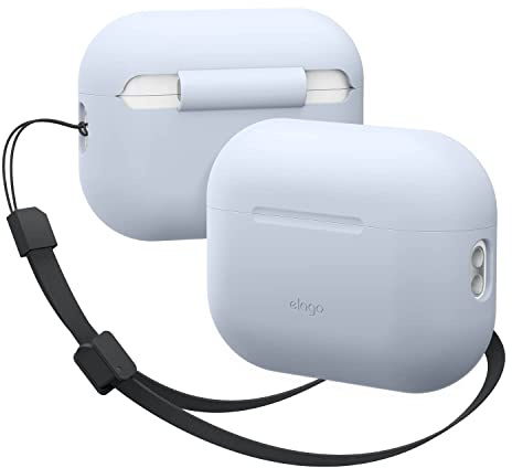 elago Silikon Hülle für AirPods Pro 2 | Front-LED sichtbar, kabelloses Laden (Hellblau)
