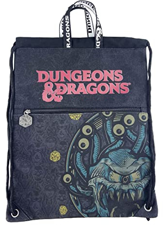 Dragons & Dungeons- Rucksack, Sack, Schnüre, Freizeitrucksack, Außerschulischer Bereich, Ruckpack, Farbe schwarz, D&D, Unisex, Offizielles Produkt (CyP Brands)