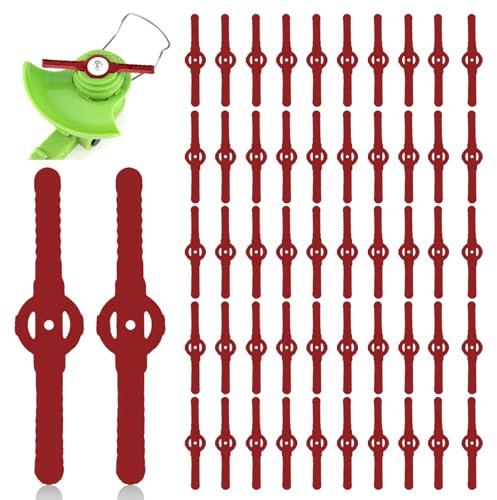 Viilich 50pcs Lames de Rechange en Plastique pour Débroussailleuse - Lot de Lames de 14cm pour Gazon - Coupe-Bordures sans Fil Idéales pour Tondeuse de Jardin(Rosso)