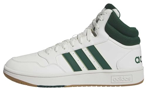 adidas Homme Hoops 3.0 Mid Lifestyle Basketball Classic Vintage Shoes Chaussures, Core White/Collegiate Green/Gum, 44 EU
