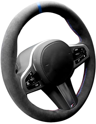 Alfanxi Handstich Alcantara Lenkradhülle für BMW G20 G21 F40 F44 G22 G26 G30 G31 G32 G11 G12 G13 G14 G15 G16 G01 G02 G05 G06 G07 G 29 (Blue Stripe)