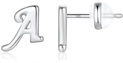 TINGN Ohrstecker Sterling Silber 925 Silber Mädchen Damen, A Buchstaben Ohrringe Medizinische Ohrstecker Schmuck Geburtstagsgeschenke Muttertagsgeschenk für Frauen Mädchen Tochter