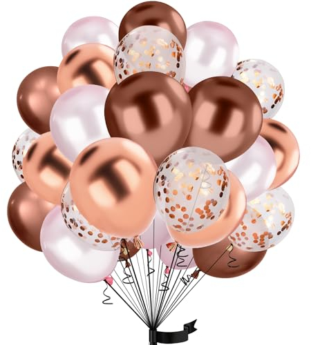 Palloncini Oro rosa Rosa 30 Pezzi,12 Pollici Palloncini Metallizzati in Lattice, Palloncini Coriandoli per Compleanno Matrimonio Anniversario Baby Shower Laurea Decorazione