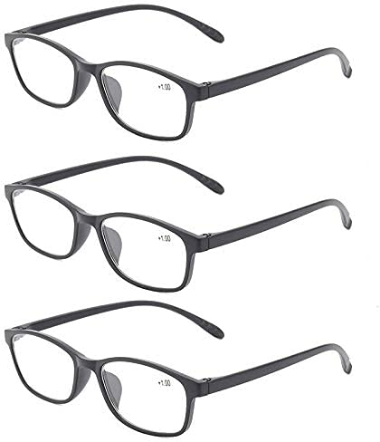 Suertree Blaulicht Leserille 3 Pack Blaulichtfilter Computer Brille Leicht TR90 Augenoptik Lesehilfe für Damen Herren 4.0x