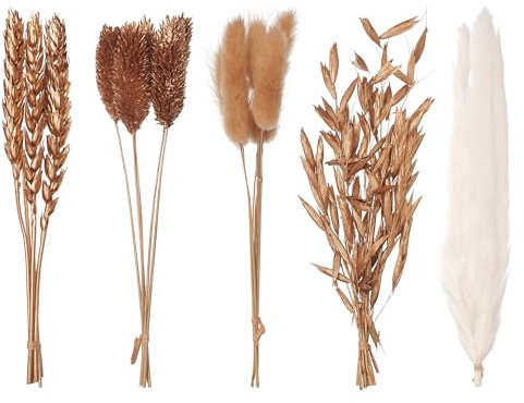 The Baked Studio – Original Dried Mixed Flower Cake Decoration Set | Pampas, Oats, Wheat, Lagurus Bunny Tails & Phalaris | Floral Cake Topper Arrangement for Cakes, Cupcakes & Craft Projects (Gold)