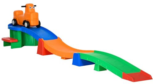 AIYAPLAY 3(m) Up and Down Rollercoaster for Kids, 4 Pieces Toddler Rollercoaster Ride-on with Non-Slip Steps, Sliding Car with Handles, Indoor Outdoor Play, for Ages 2-5 Years