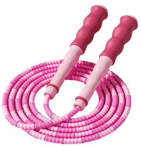 JYJLLM Jumpstart Your Fitness with our Beaded Skipping Rope - Perfect for Cardio and Endurance Training - Kids and Adults (Pink)