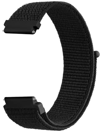 Tobfit 22mm Nylon Armband für Samsung Galaxy Watch 3 45mm/Huawei GT 2 46mm,Nylon Verstellbares Ersatzarmband für Galaxy Watch 46mm/Gear S3 Frontier Damen Herren(Schwarz)