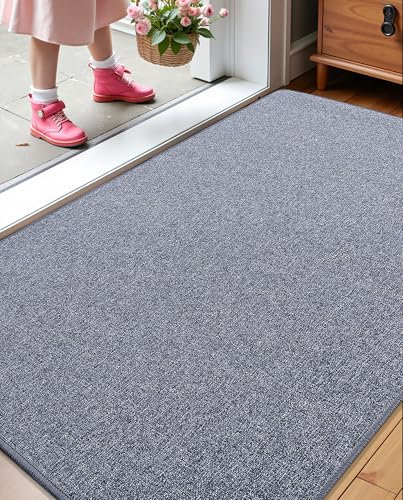 COLOR&GEOMETRY Large Thin Door Mats Indoor 91x152 cm, (Rolled-up NO Creases), Non Slip Rubber Backed Front Door Mat Rugs for Entryway Low-Profile Doormats Inside Entry Mat Easy Clean, Grey