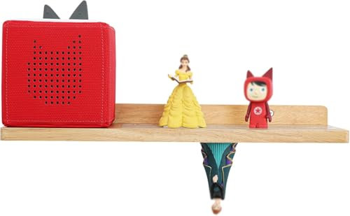 PHOENANCEE Magnetic Oak Toniebox Shelf, Wall Floating Shelves for 30 Figures Storage Display, Children's Shelf, Children's Room, Living Room, 1 Tiers(Nature Wood)