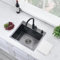 Bokaiya Évier 55 x 45 cm, Évier Cuisine en acier Inoxydable, Évier Encastrable à une Cuve, Evier Cuisine 1 Bac 55 x 45 cm, Évier Cuisine Inclus Bonde d'évacuation et de Trop-plein, Noir