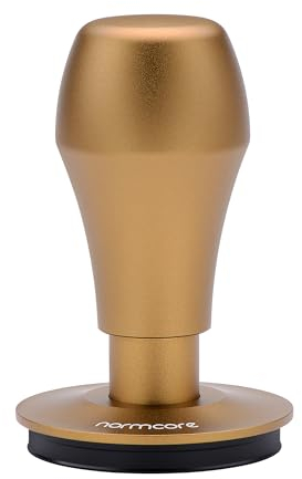 Normcore 53,3 mm Kaffee-Tamper V4, federbelasteter Tamper mit flachem Edelstahlboden, Bronzegriff mit Titan-PVD-Flachboden, kompatibel mit 54 mm Breville Espresso-Siebträger